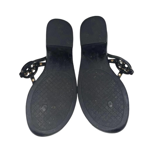 Tory Burch Mini Miller Plastic Thong Sandals Black & Gold Size 10 - Picture 4 of 6